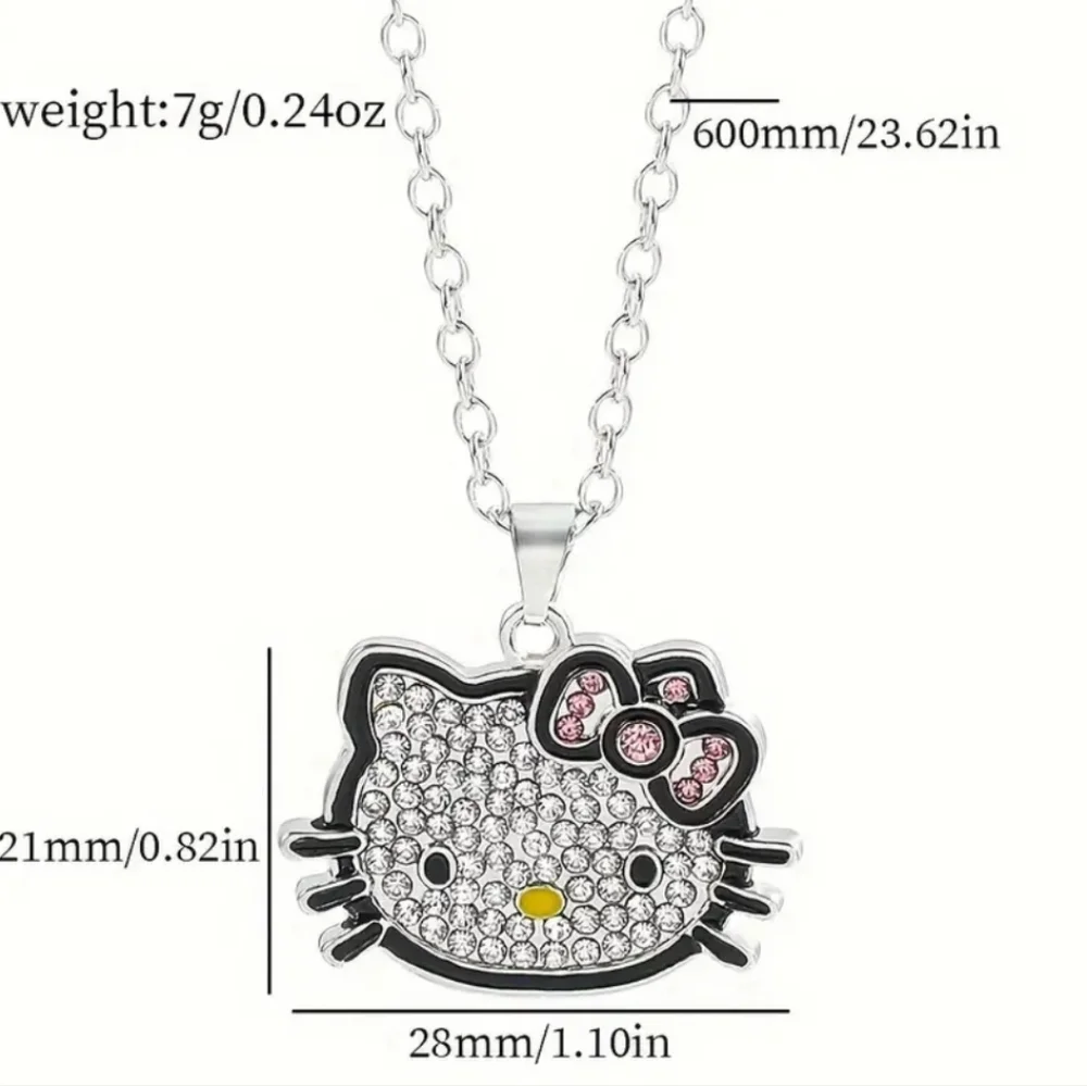 Hello Kitty Crystal Rhinestone Pendant Necklace